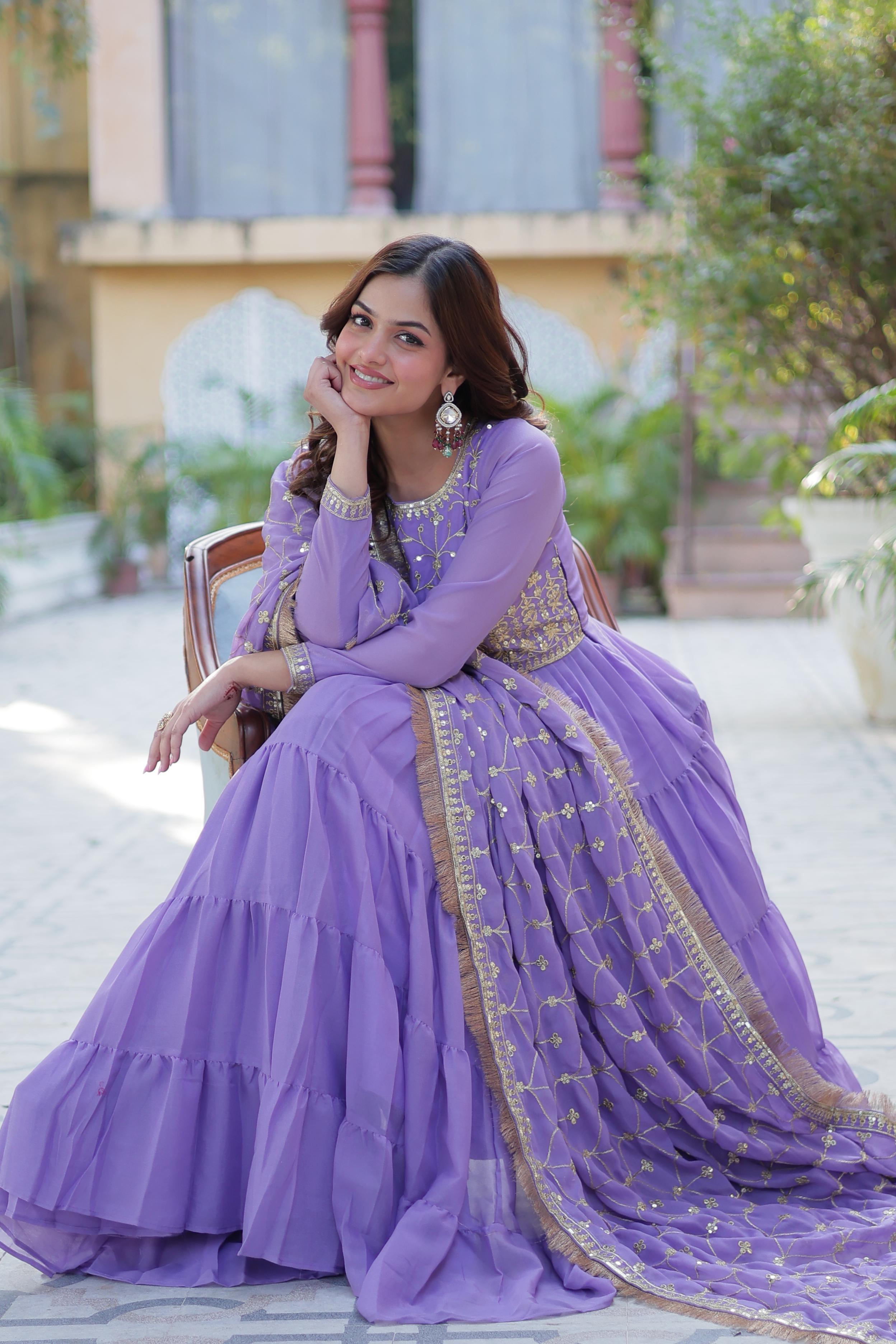 Lilac Charm Embroidered Anarkali Gown