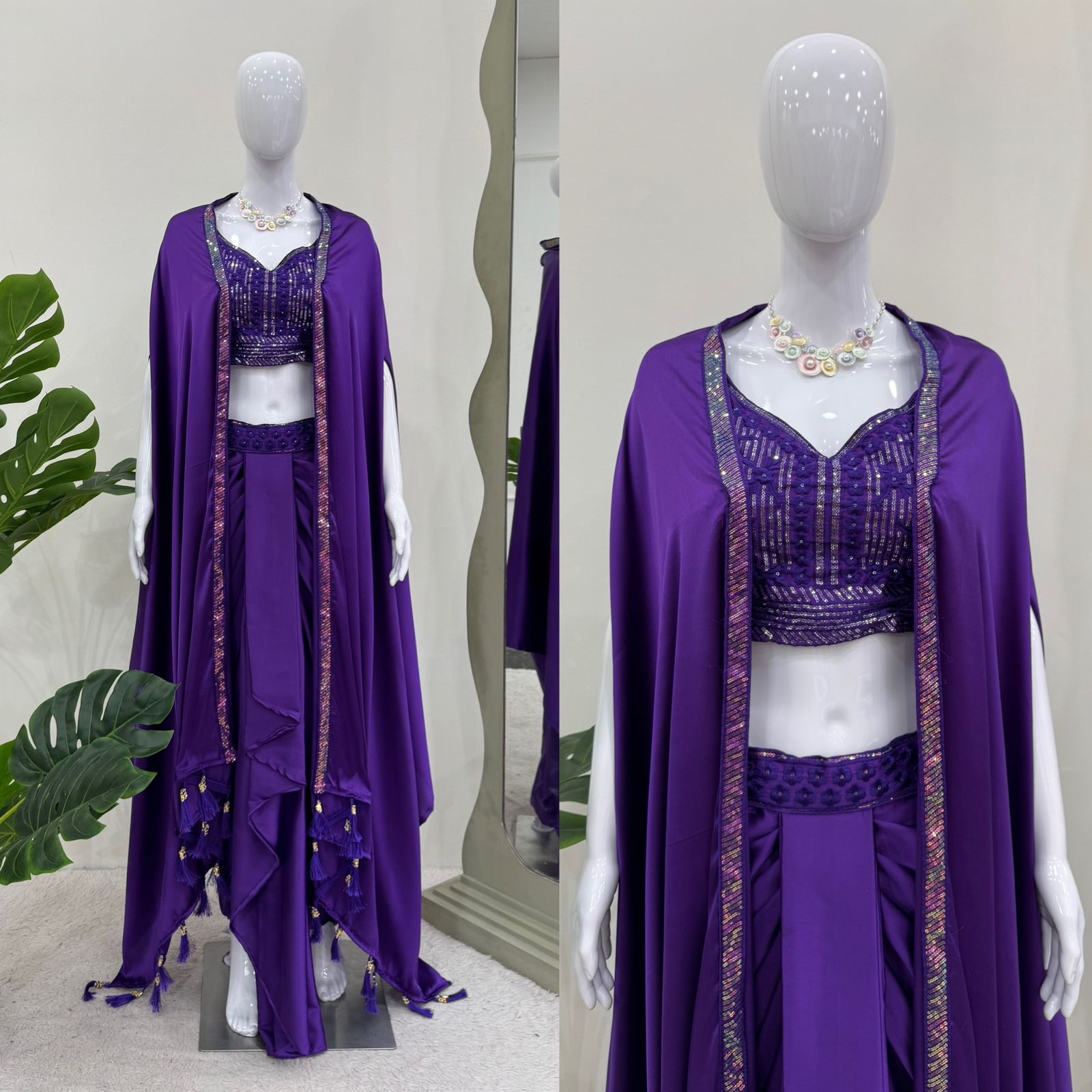 Ready to wear dhoti style with srug and Unstich choli