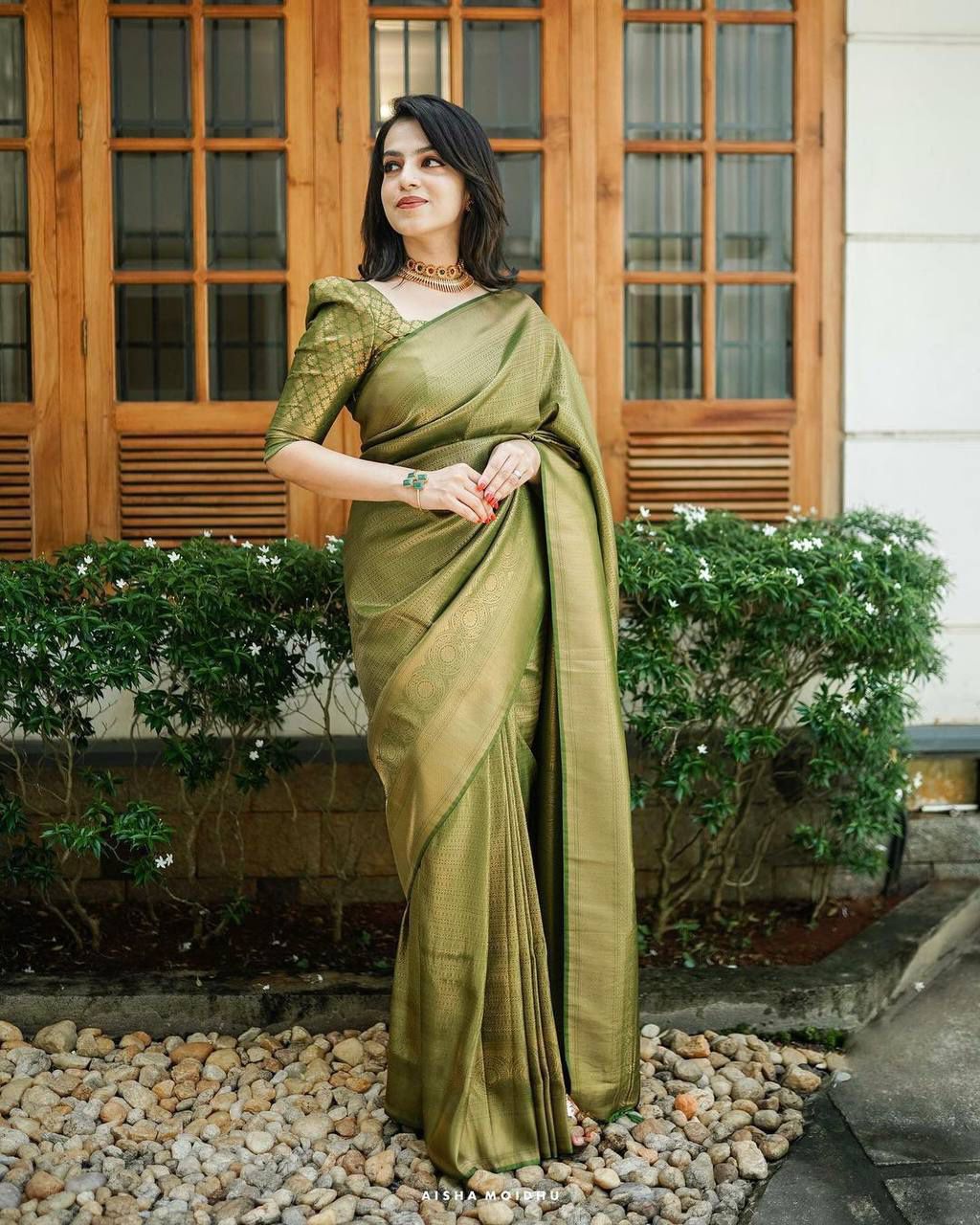 Moss Green Kanjivaram Silk Saree
