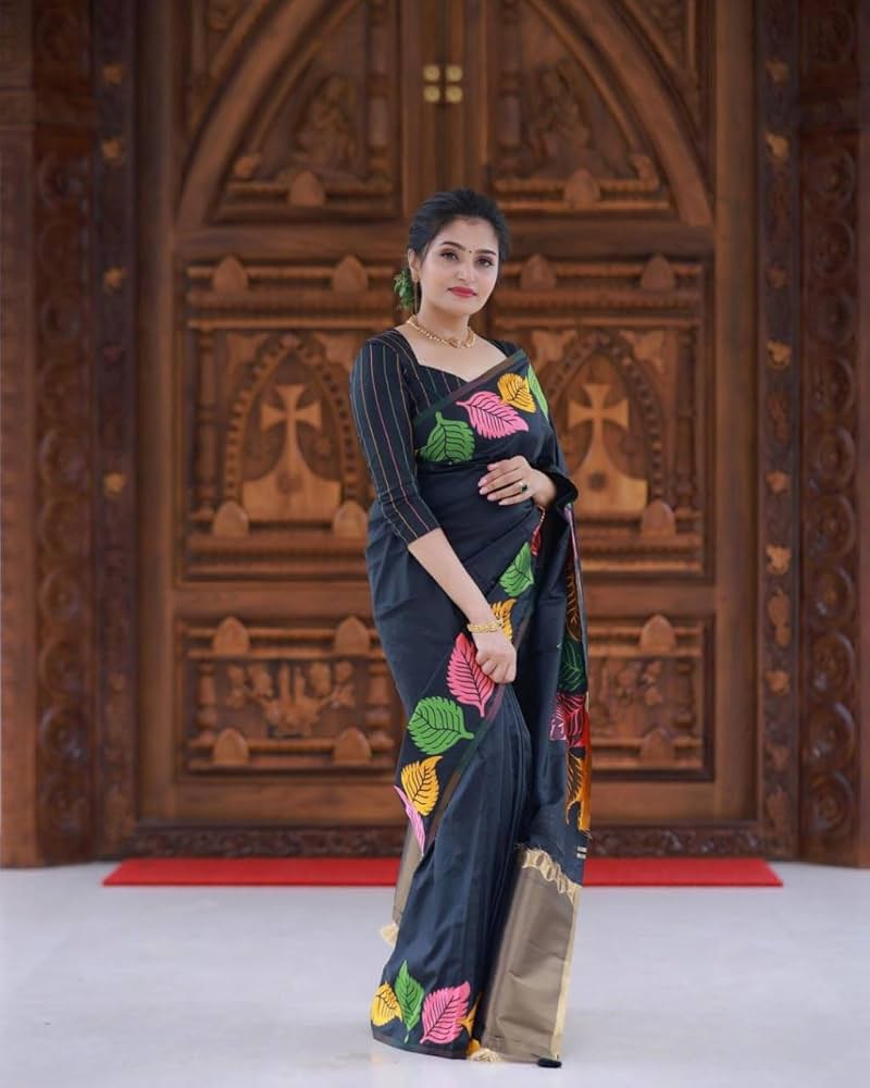 Midnight Leaf Saree