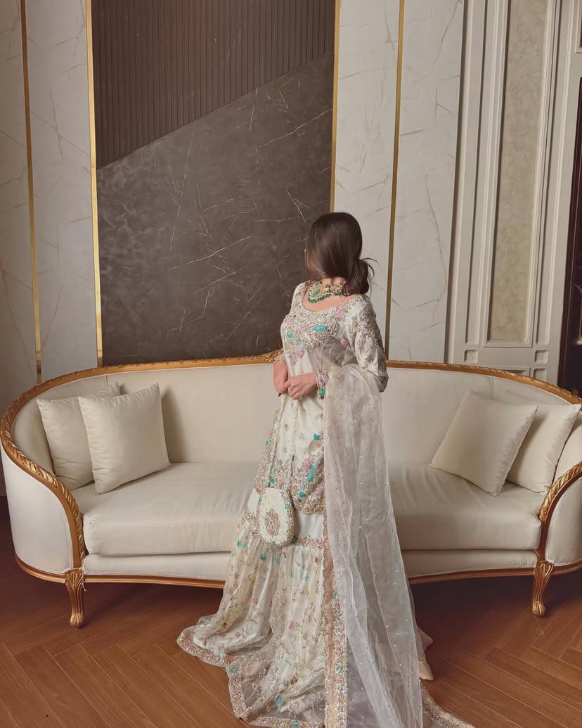Ivory Opulence Hand-Embroidered Gharara Set
