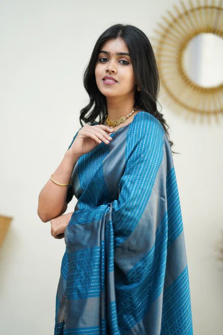 Sky Blue Minimalist Silk Saree