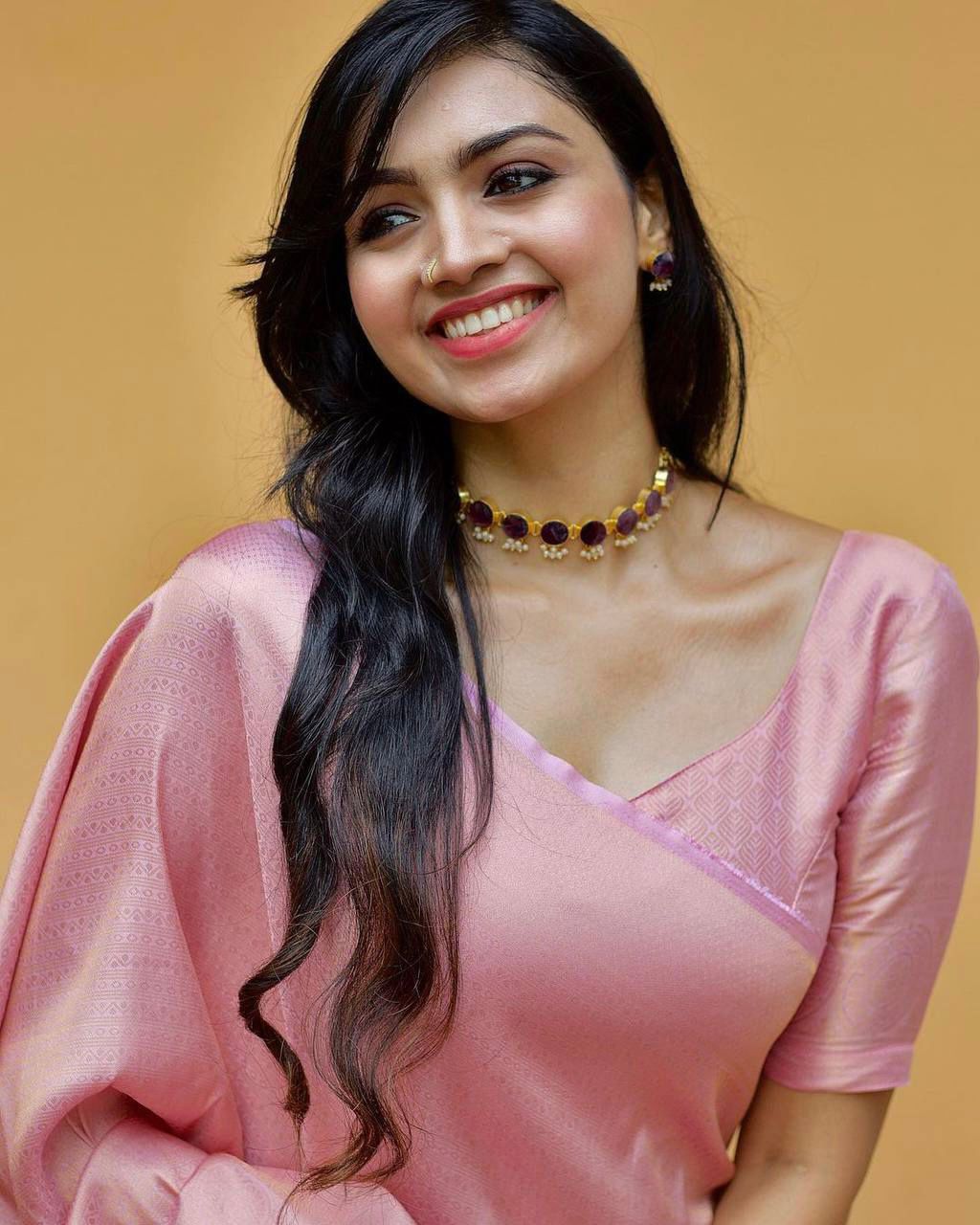 Blush Pink Handwoven Soft Silk Saree