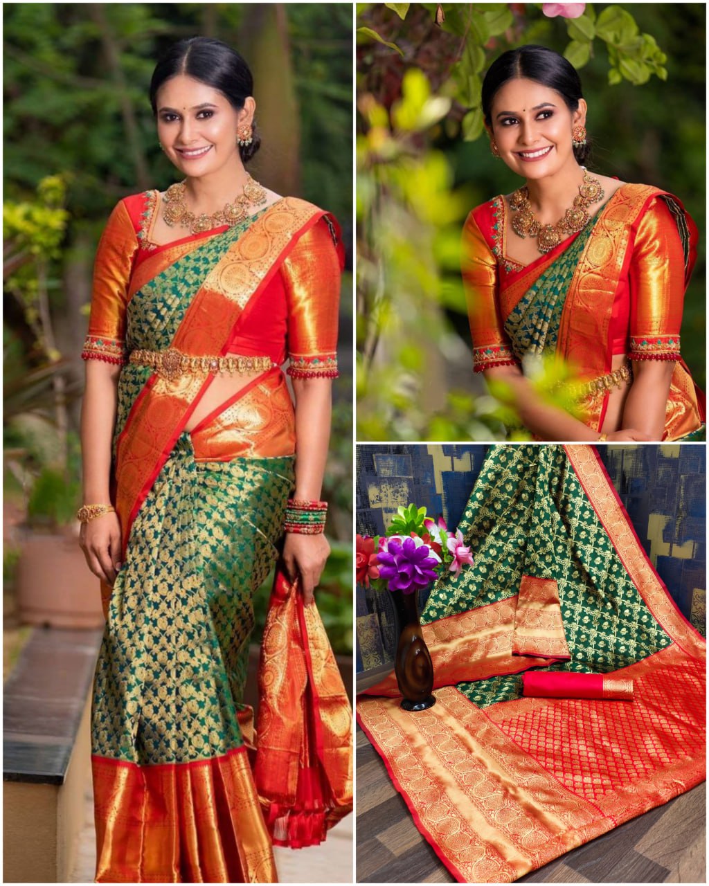 Royal Green & Vermilion Flame