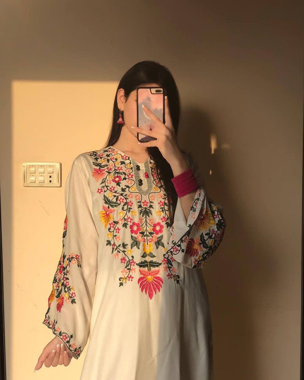 Sunset Bloom Embroidered Kurta Set