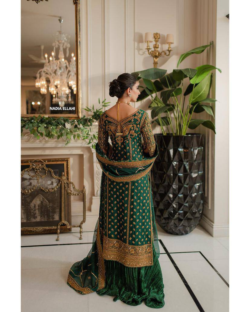 Mehreen Zari Kurta Set – Emerald Majesty