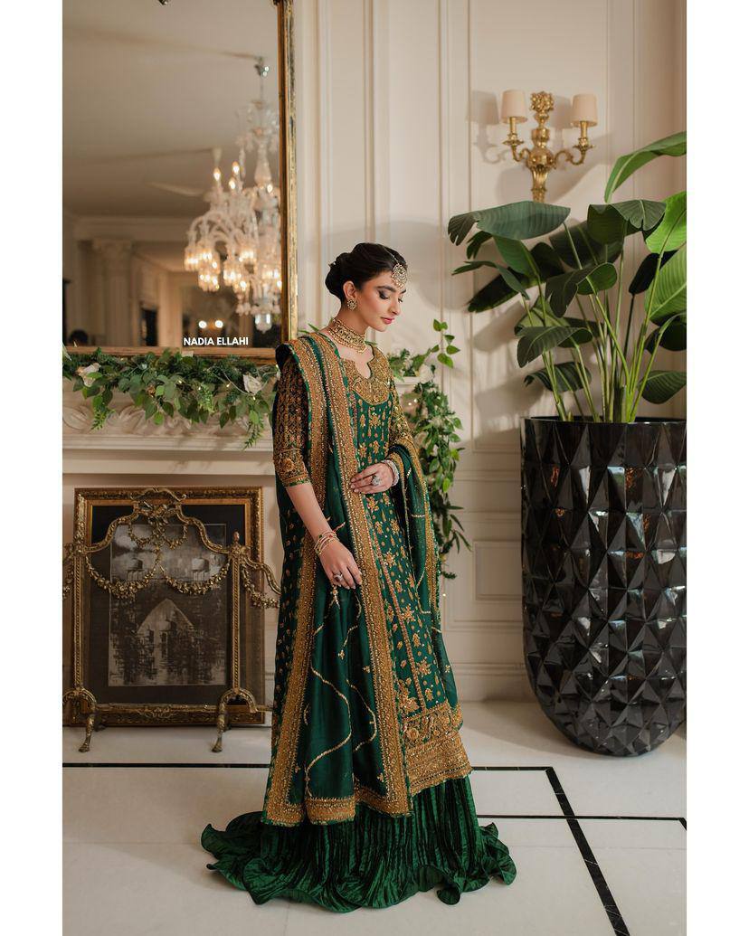 Mehreen Zari Kurta Set – Emerald Majesty