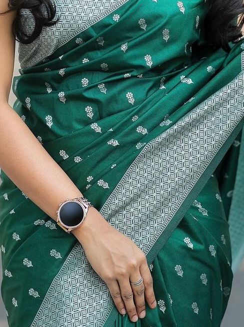 Deep Green Woven Harmony Saree