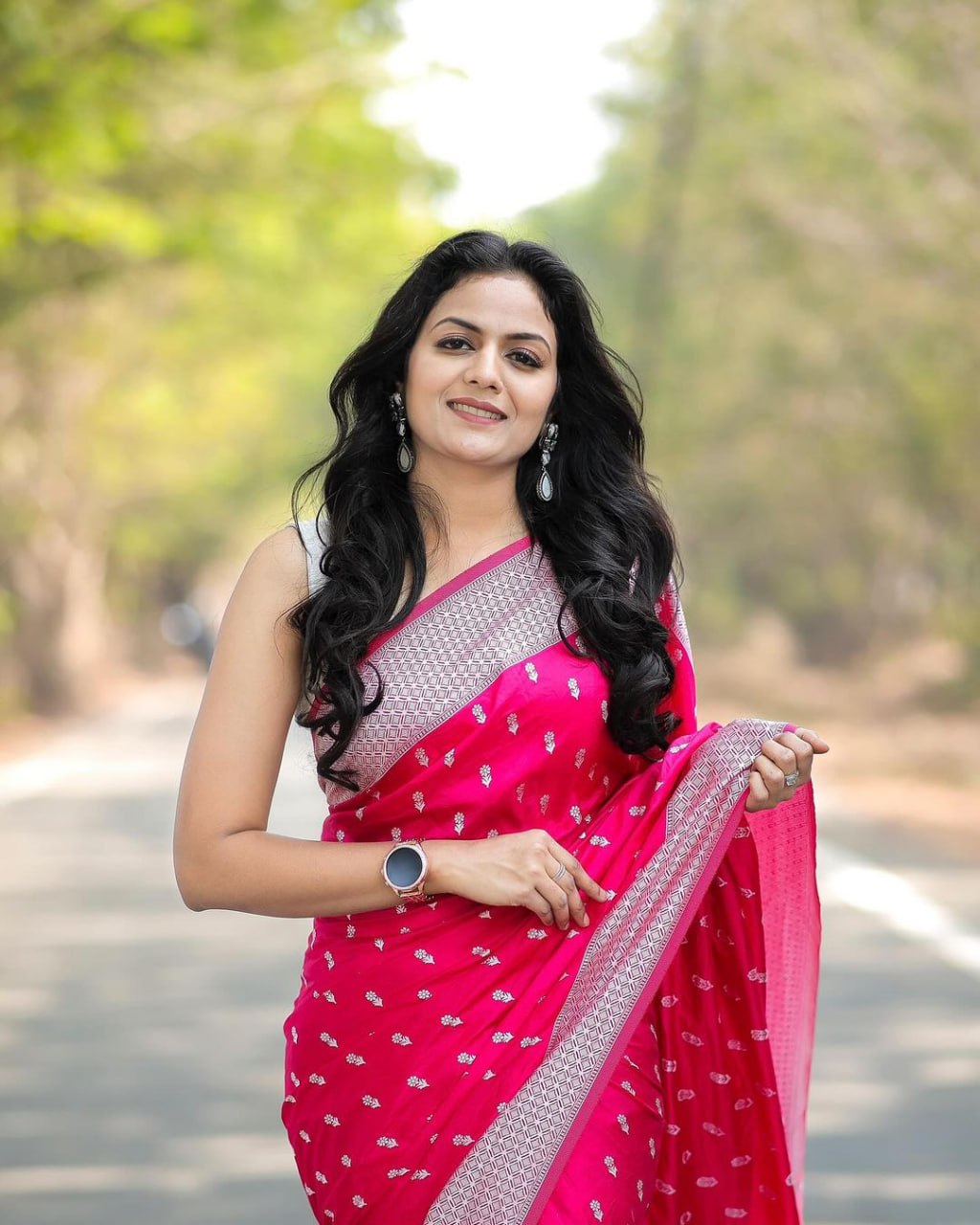 Hot Pink Woven Grace Saree