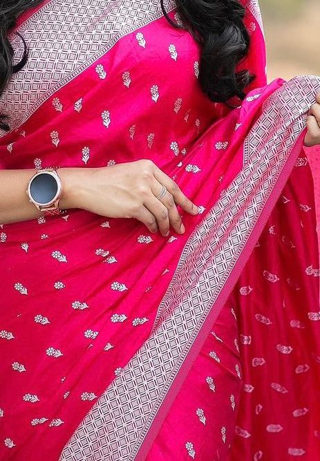 Hot Pink Woven Grace Saree