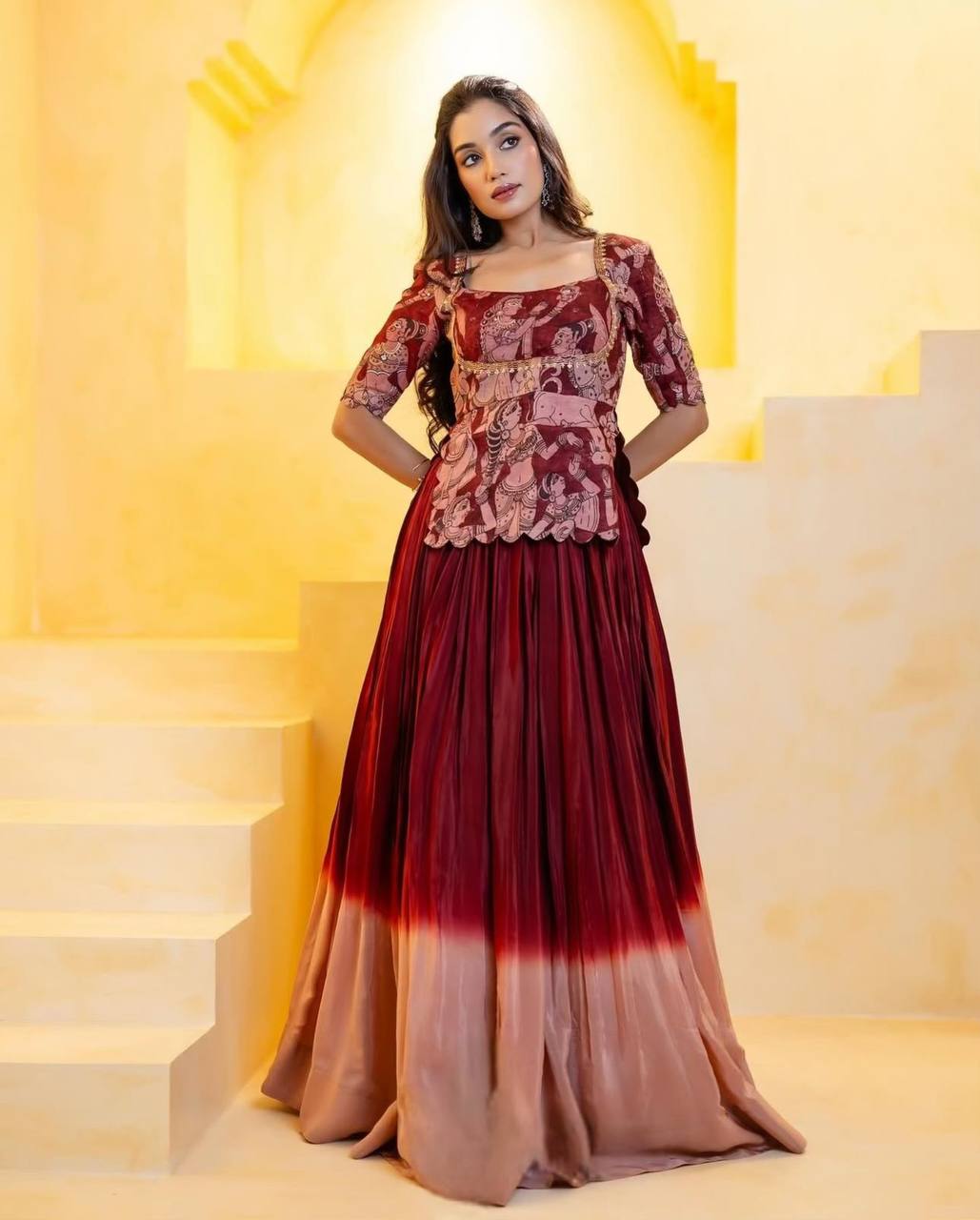 Handcrafted Maroon & Beige Ethnic Ensemble