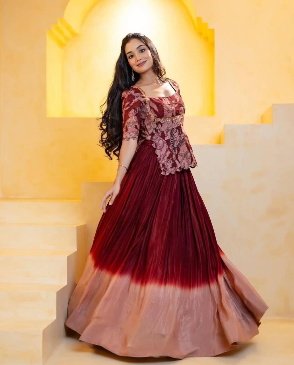 Handcrafted Maroon & Beige Ethnic Ensemble