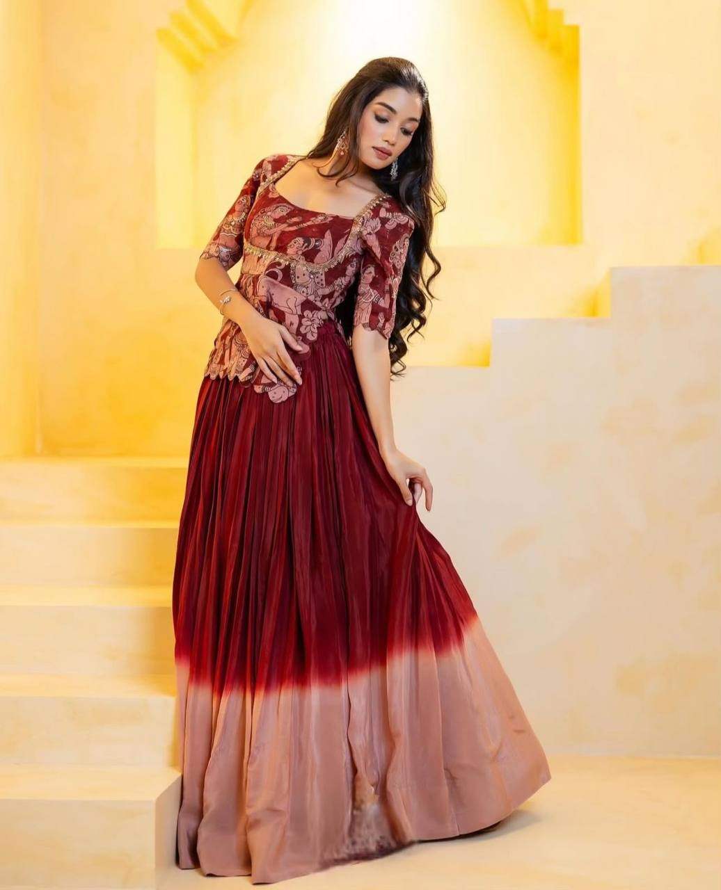 Handcrafted Maroon & Beige Ethnic Ensemble