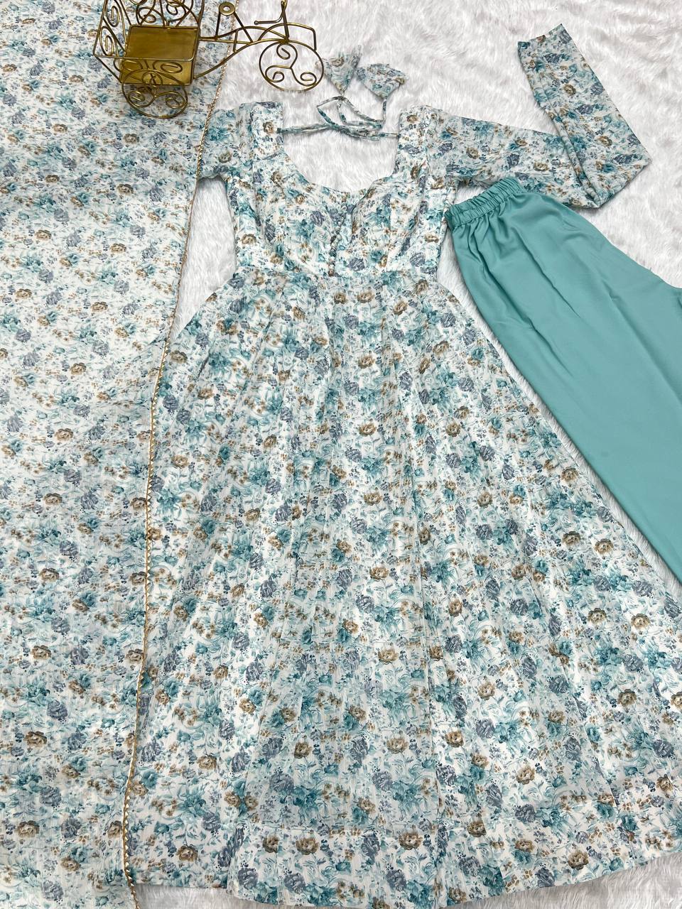 Pastel Blossom Anarkali Set