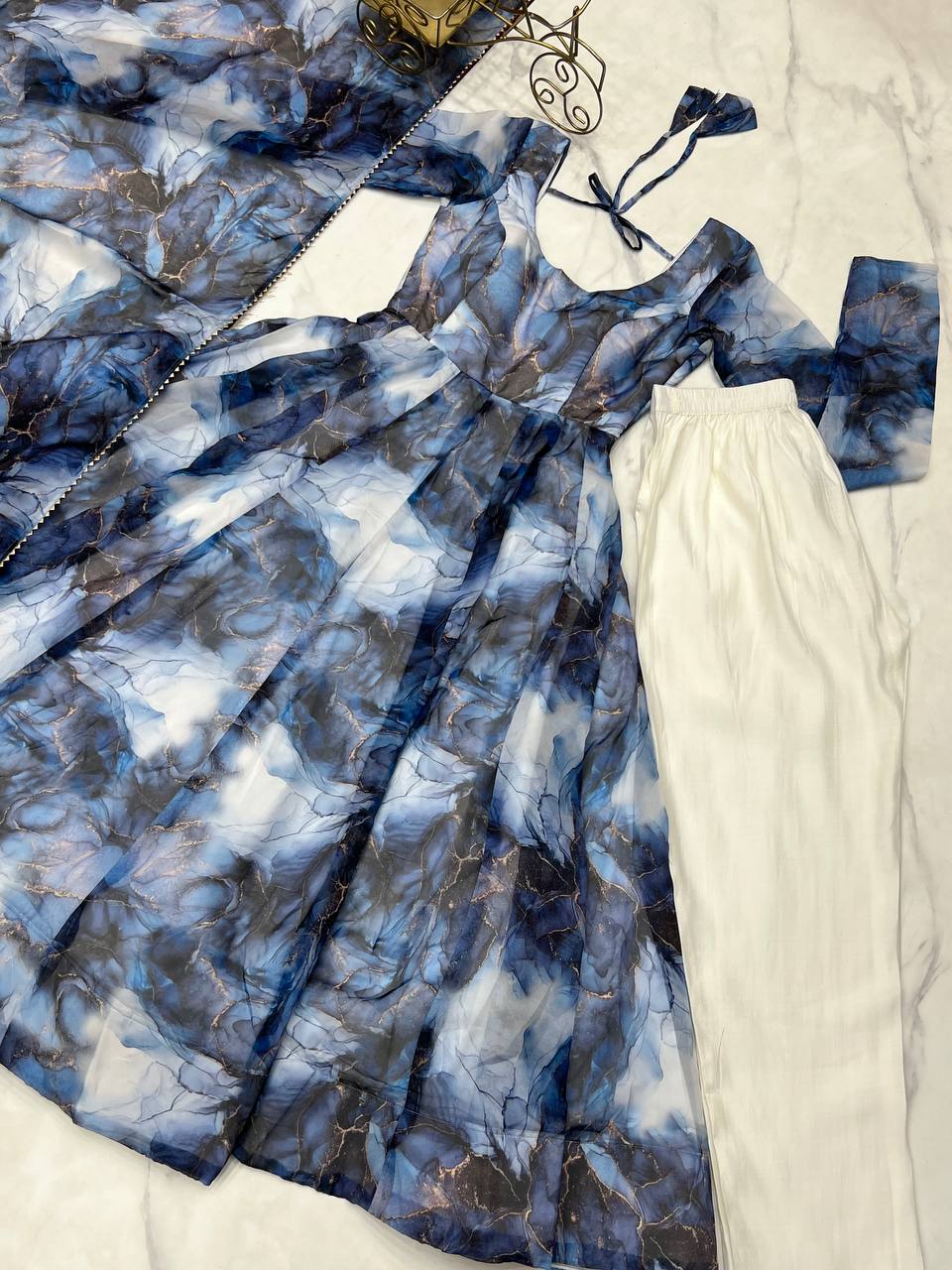 Midnight Marble Anarkali Set