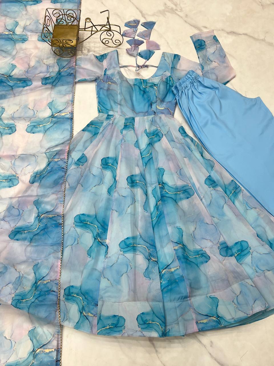 Midnight Marble Anarkali Set