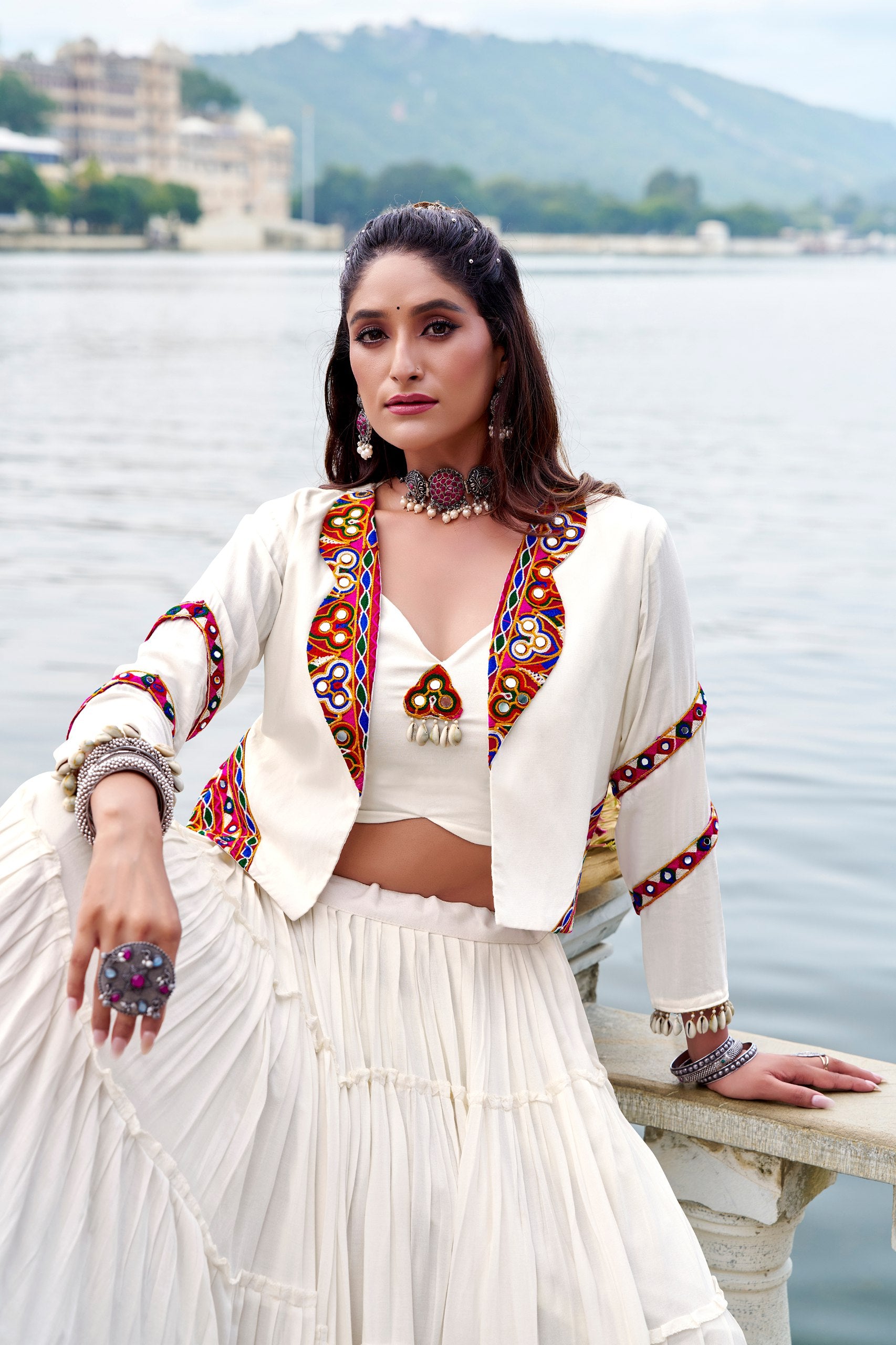 Mirror Work Jacket Lehenga Set – Multi Color Options