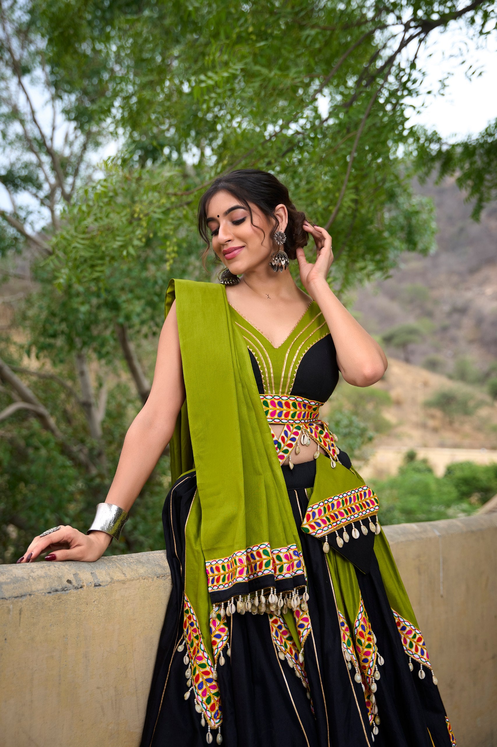 Black & Green Embroidered Anarkali – Vihaa Ethnics