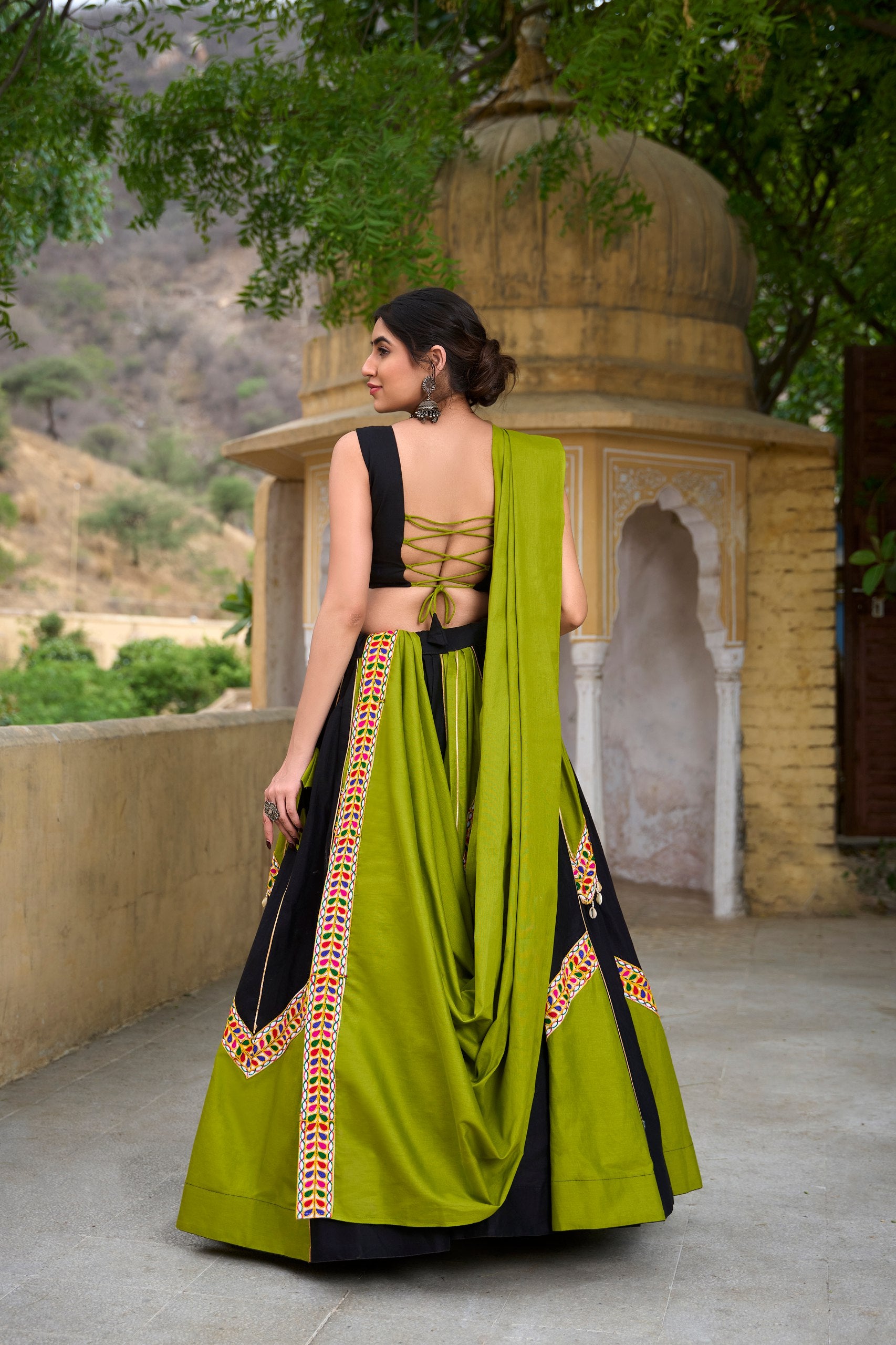 Black & Green Embroidered Anarkali – Vihaa Ethnics