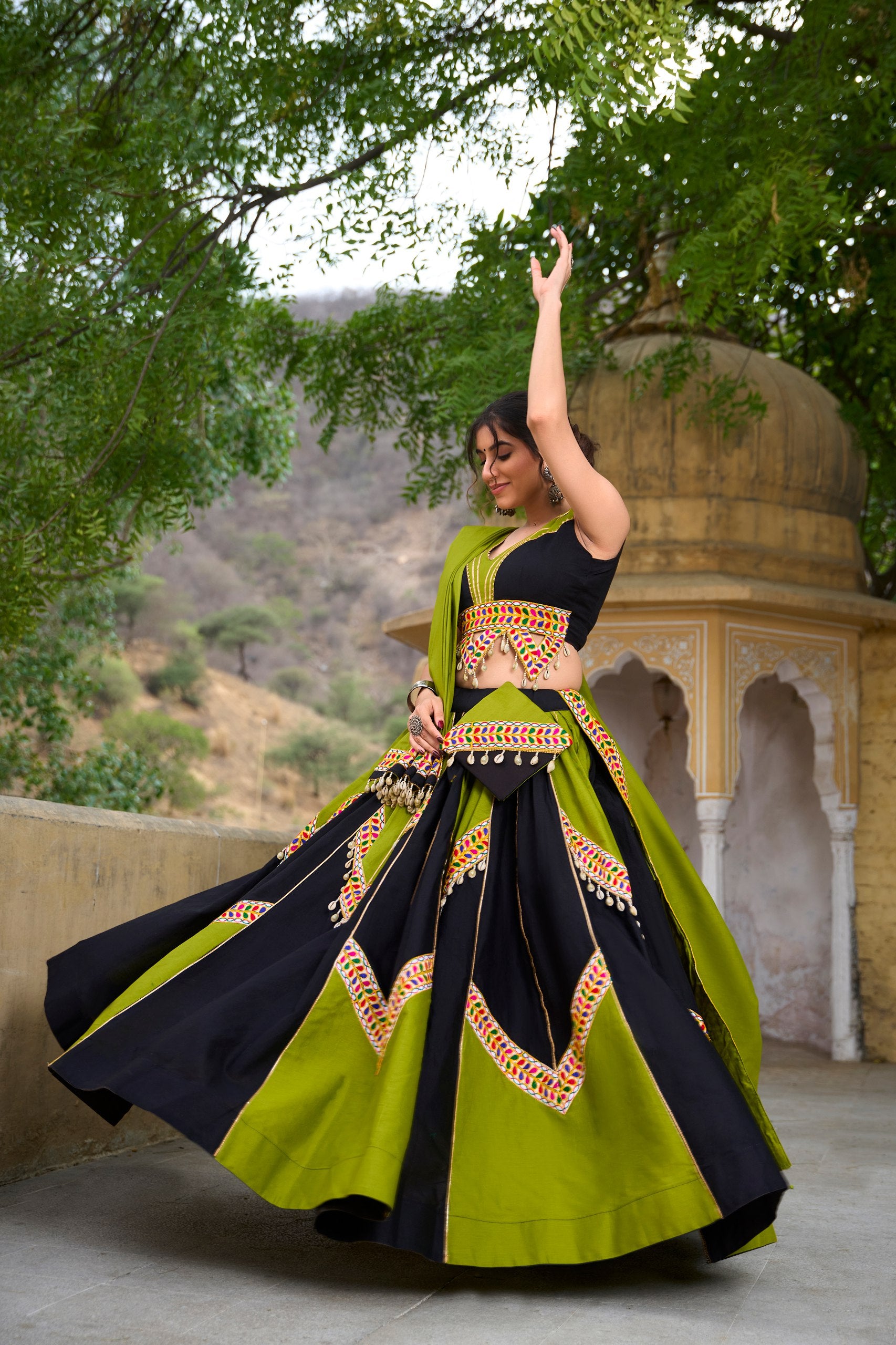 Black & Green Embroidered Anarkali – Vihaa Ethnics
