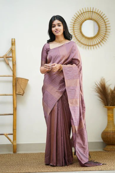 Misty Mauve Silk Saree