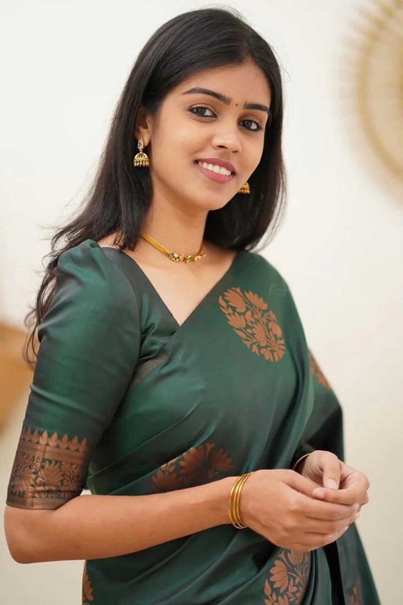 Deep Forest Green with Copper Zari