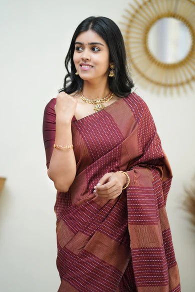 Maroon Minimalist Silk Saree