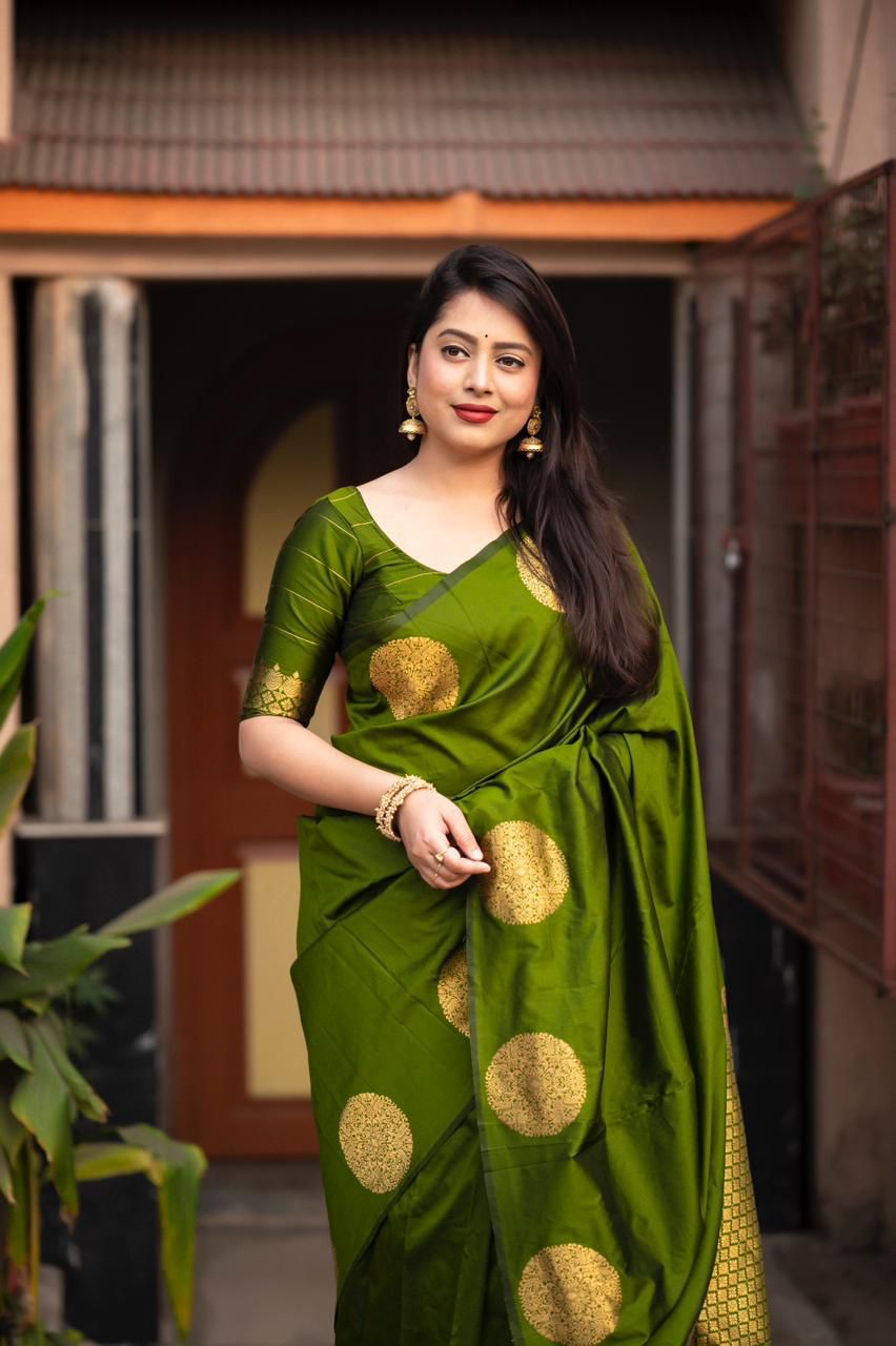 Emerald Green Zari Silk Saree