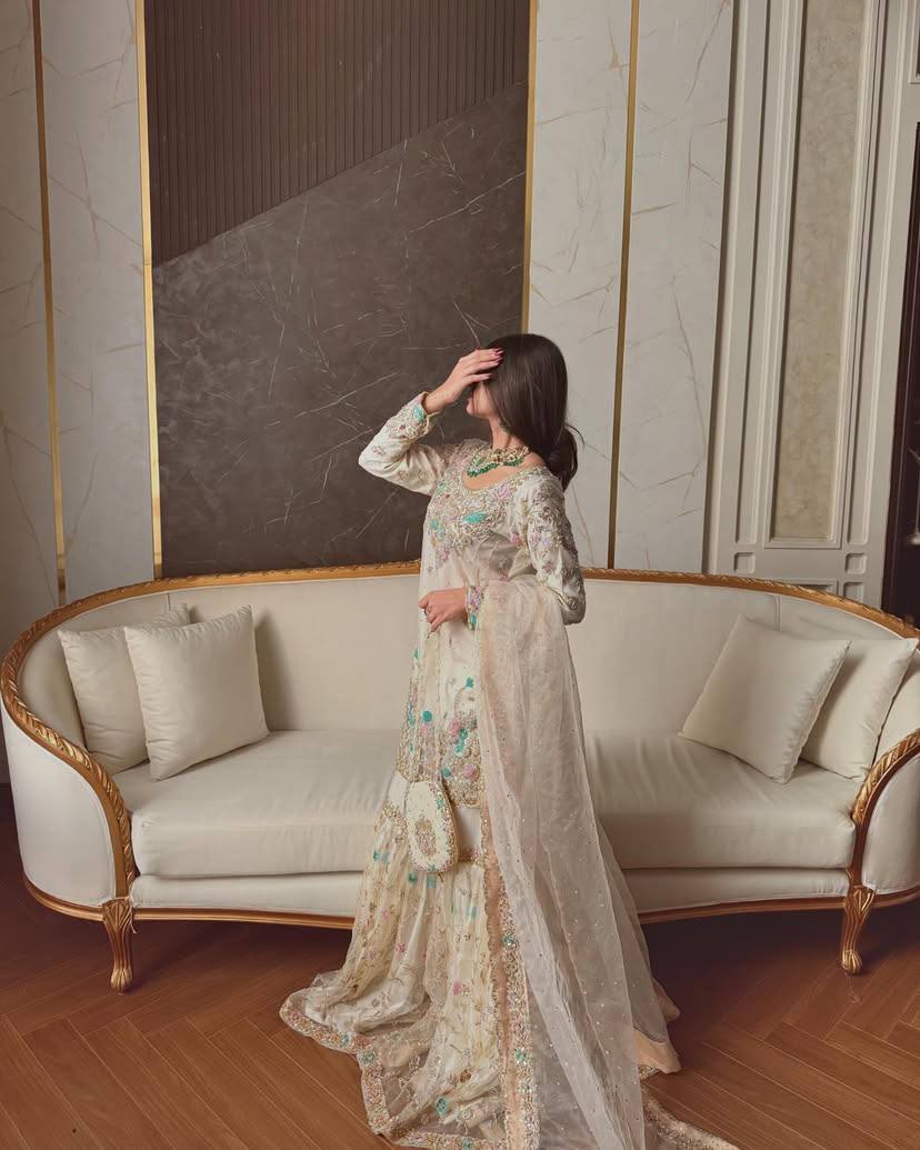 Ivory Opulence Hand-Embroidered Gharara Set