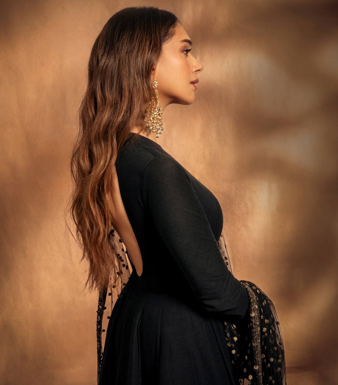 Noor Velvet Anarkali Set – Black Gold Edition