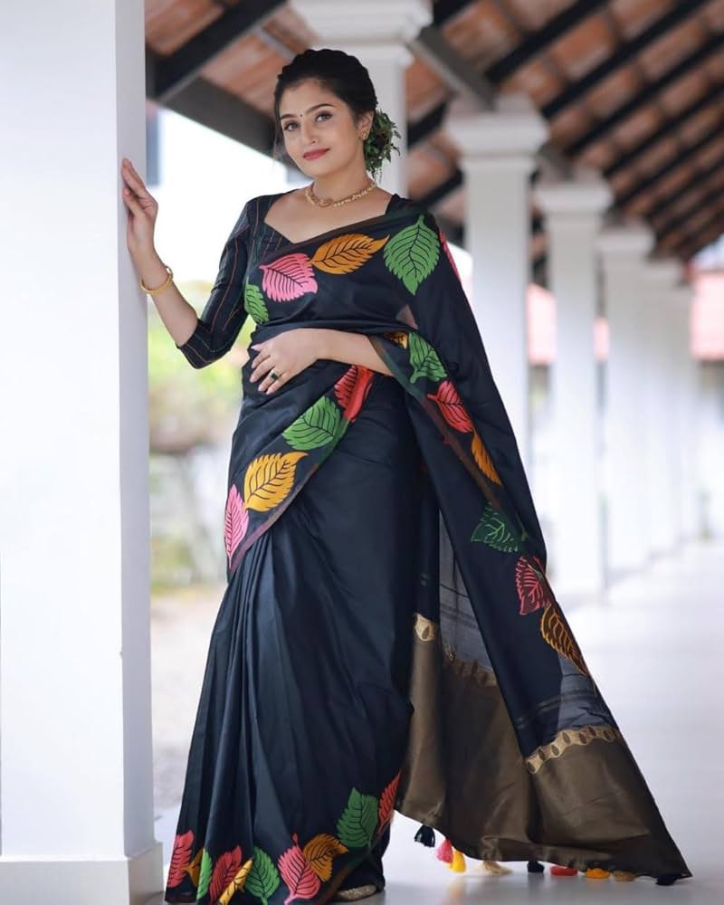 Midnight Leaf Saree