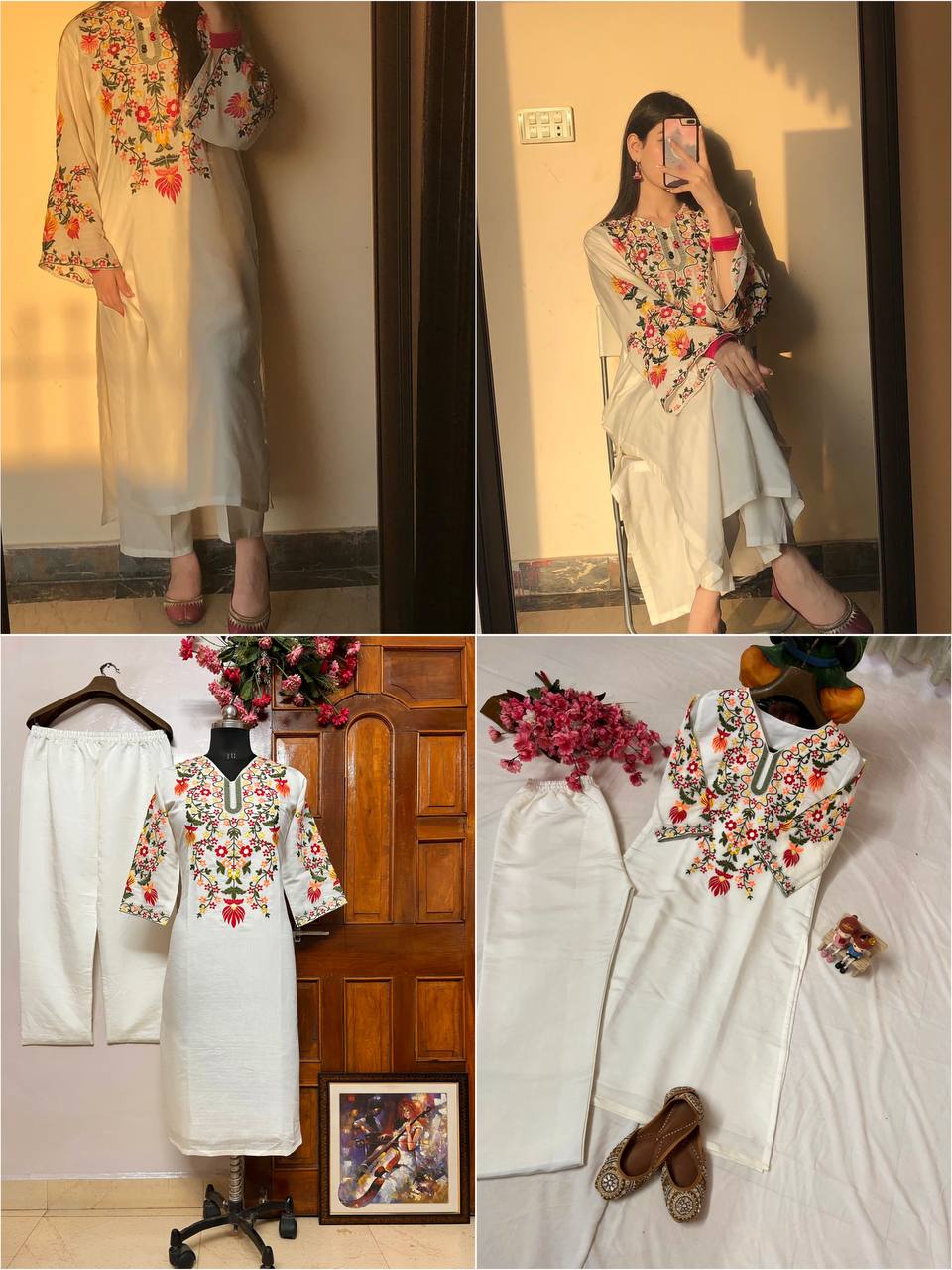 Sunset Bloom Embroidered Kurta Set