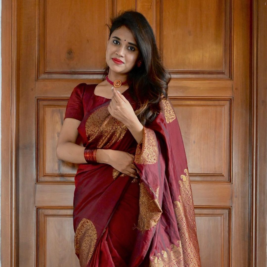 Maroon Banarasi Silk Saree