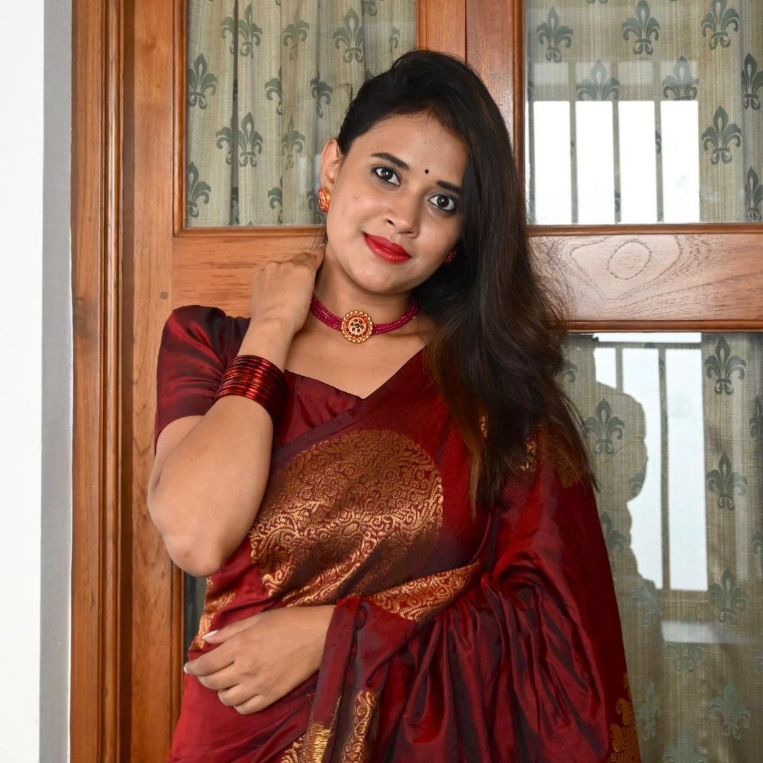 Maroon Banarasi Silk Saree