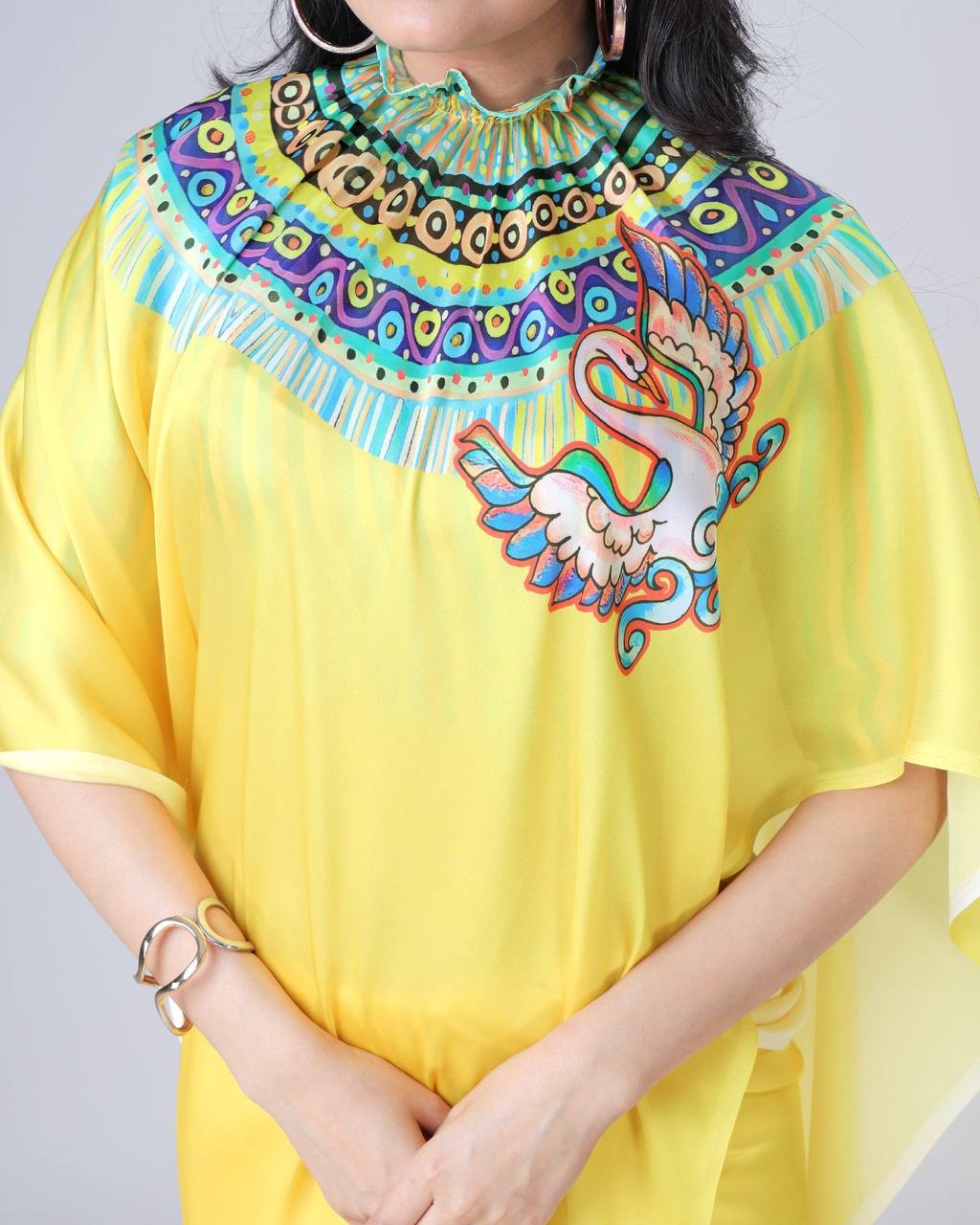 Sunburst Muse” – Designer Freehand Yellow Saree | Dual Style