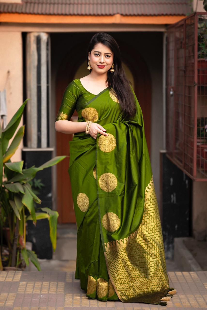 Emerald Green Zari Silk Saree