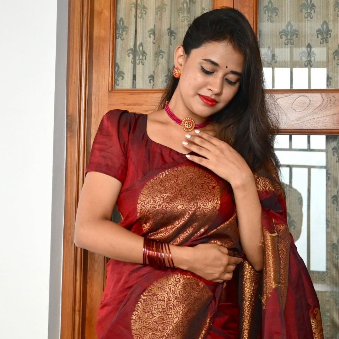Maroon Banarasi Silk Saree