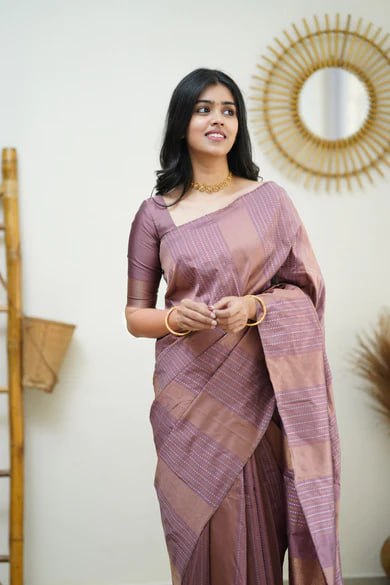 Misty Mauve Silk Saree