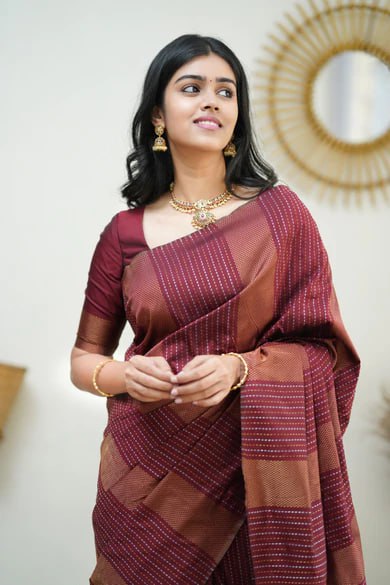 Maroon Minimalist Silk Saree