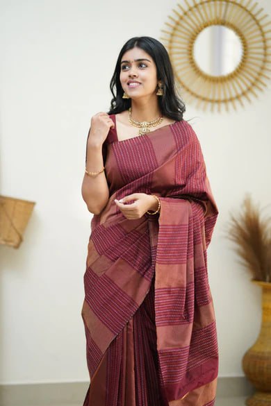 Maroon Minimalist Silk Saree