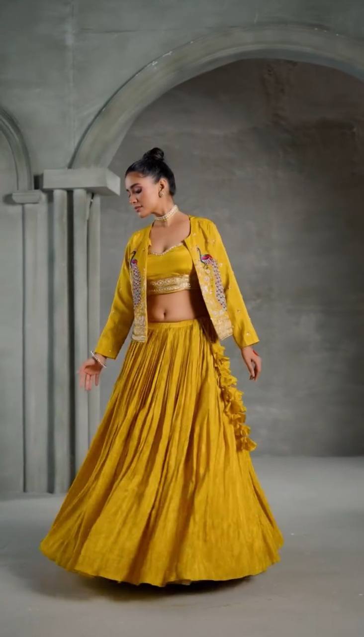Royal Mustard Embroidered Lehenga Set