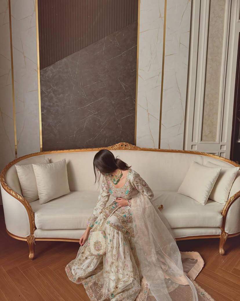 Ivory Opulence Hand-Embroidered Gharara Set
