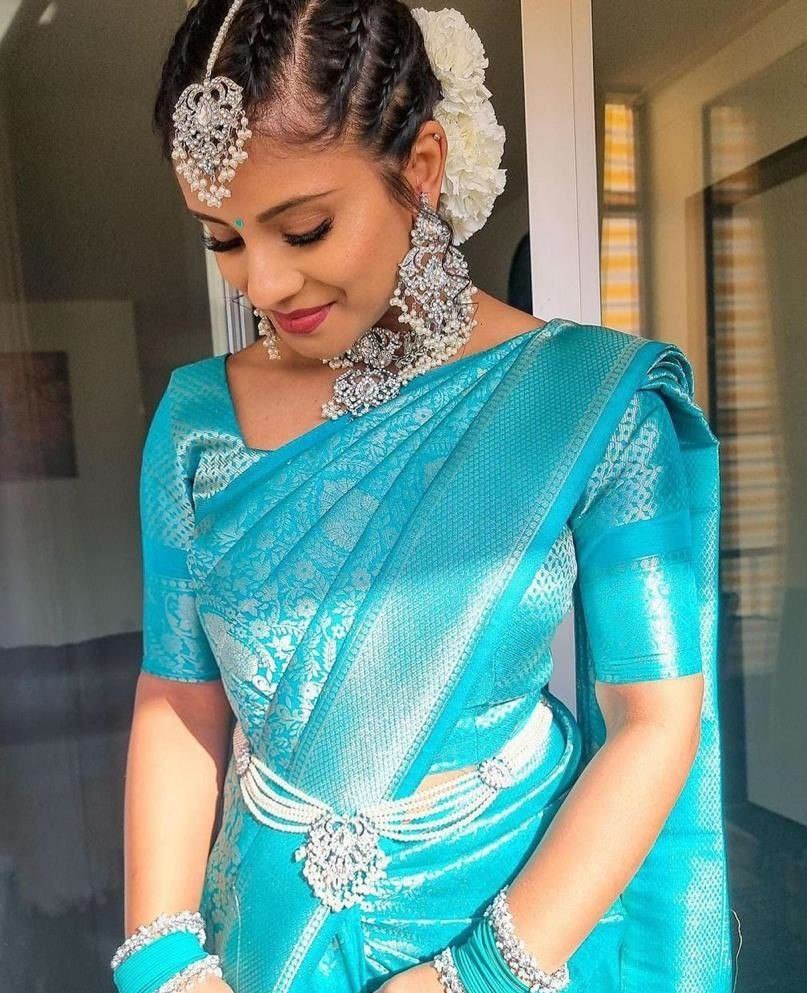 Turquoise Opulence in Zari Silk