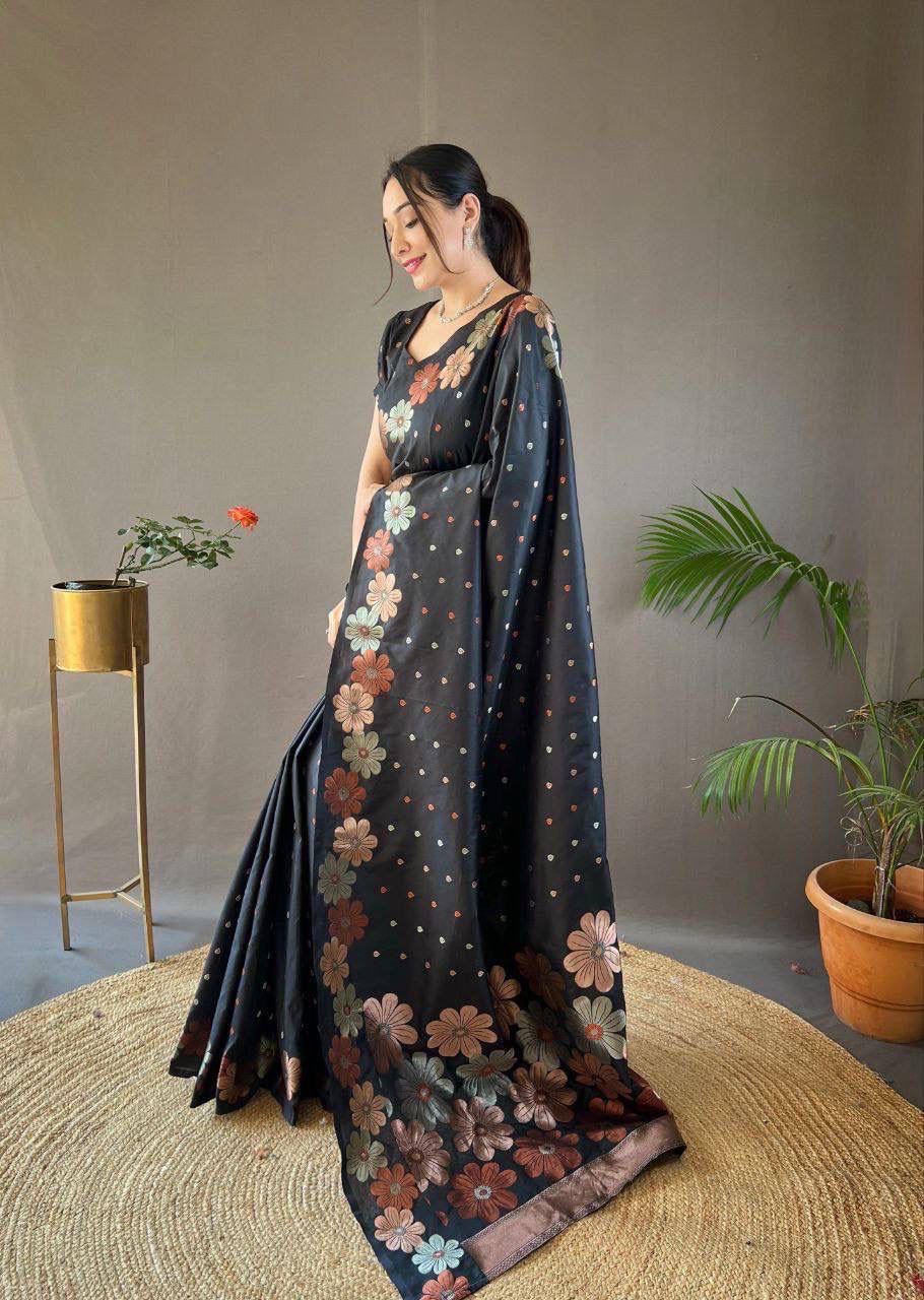 Black Zari Silk Saree