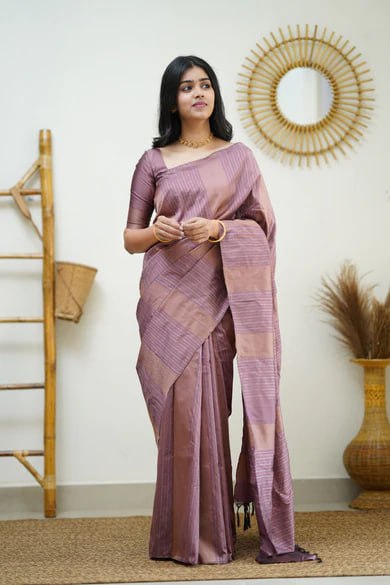 Misty Mauve Silk Saree