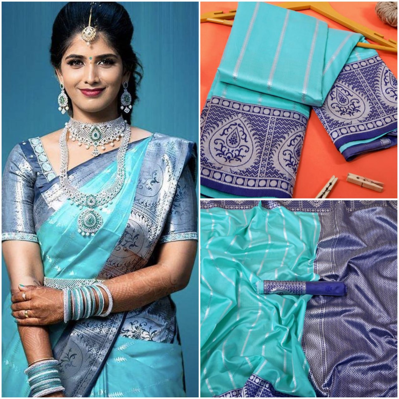 Icy Blue Silver Kanchipuram Elegance