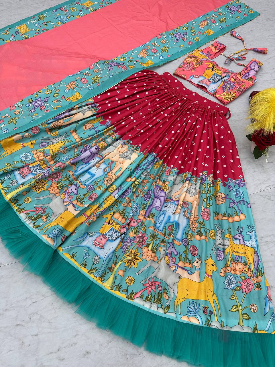 Multicolor Doli Art-Inspired Lehenga Set