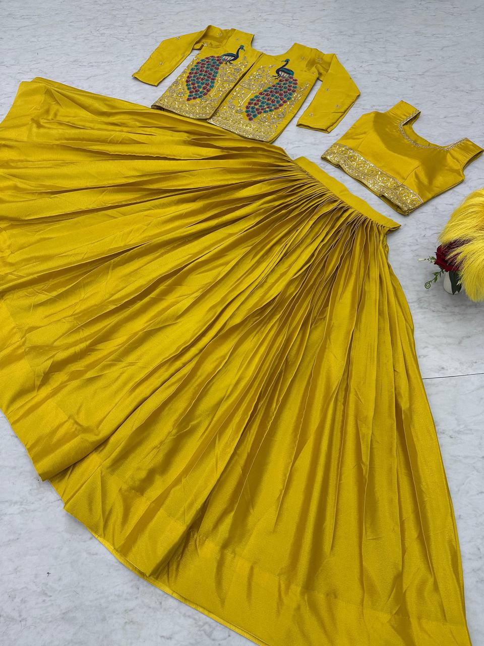 Royal Mustard Embroidered Lehenga Set