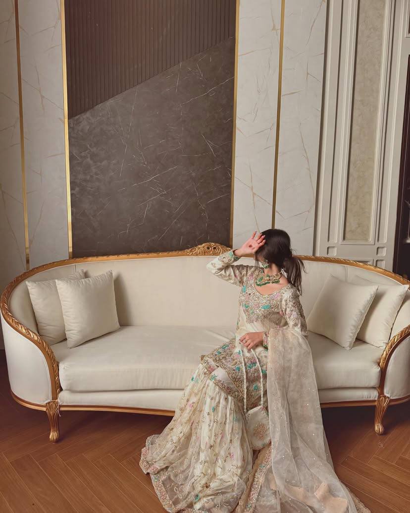 Ivory Opulence Hand-Embroidered Gharara Set