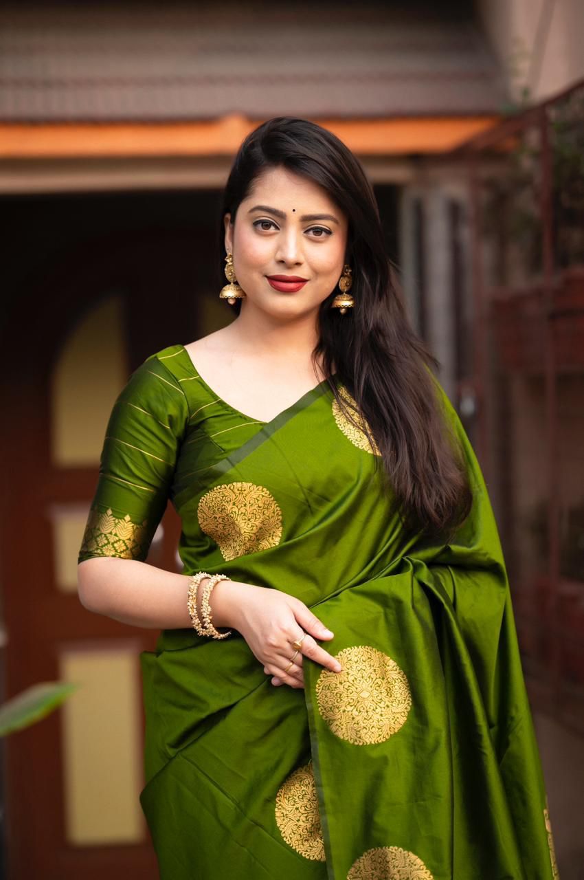 Emerald Green Zari Silk Saree